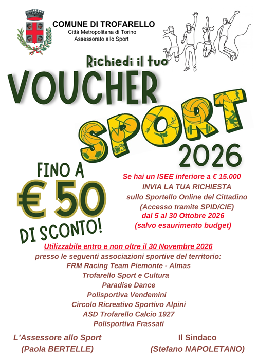 Voucher sport 2026 Comune di Trofarello