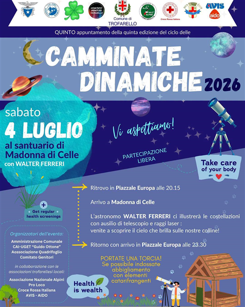 Camminata dinamica in notturna al Santuario di Madonna di Celle sabato 4 luglio