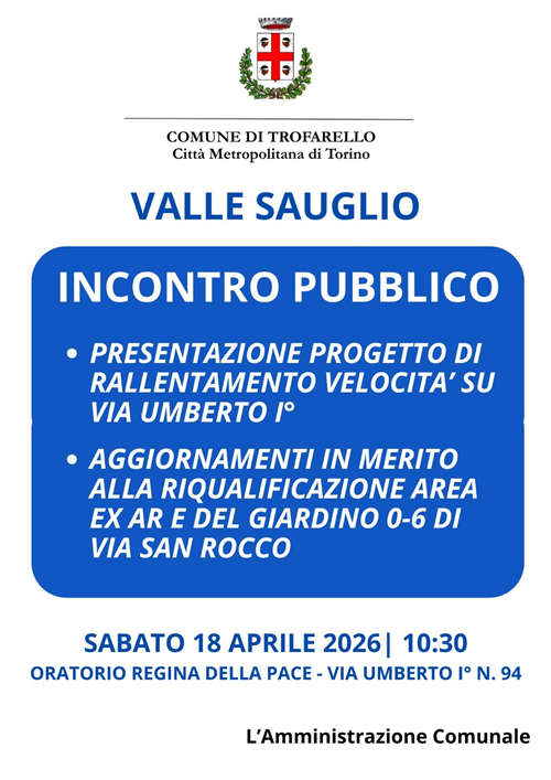 Incontro pubblico a Valle Sauglio sabato 18 aprile ore 10.30