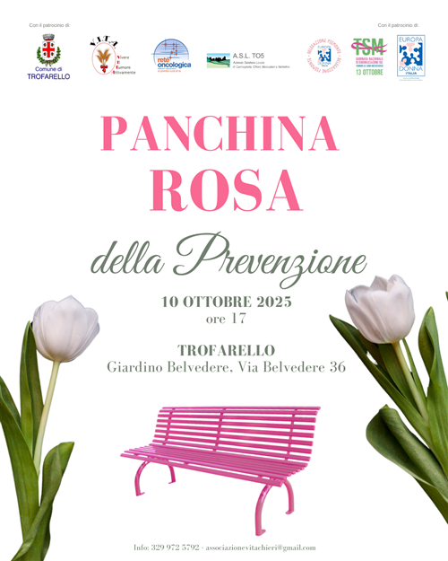 "Panchina Rosa della Prevenzione" e tavola rotonda: "Con le donne per le donne contro il tumore al seno"