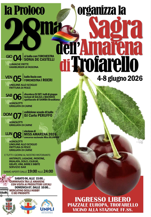 Sagra dellamarena di Trofarello 28Âª edizione 4-8 giugno 2026