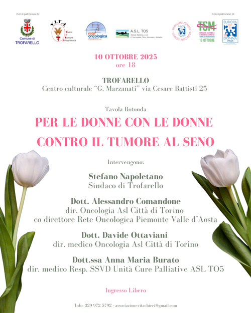 "Panchina Rosa della Prevenzione" e tavola rotonda: "Con le donne per le donne contro il tumore al seno"