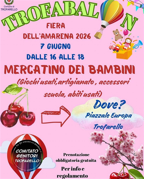 Sagra dell’amarena di Trofarello 28ª edizione 4-8 giugno 2026